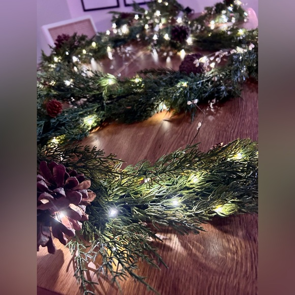 Viral Norfolk Pine Real Touch Garland 9ft by Aspen VHTF TIKTOK FAMOUS Pre Lit - Picture 3 of 16